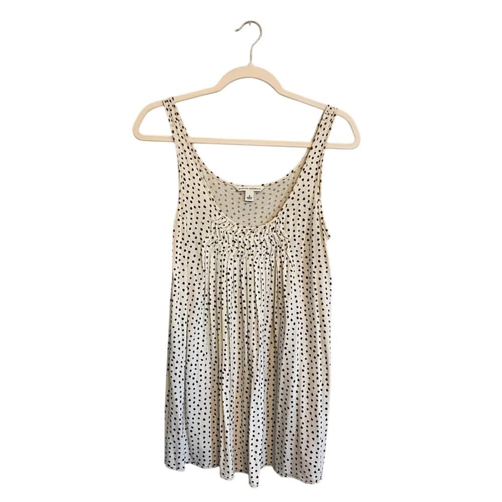 Banana Republic Tank Top Polka Dot Ruffle Beige Brown Flowy Summer Women's S EUC